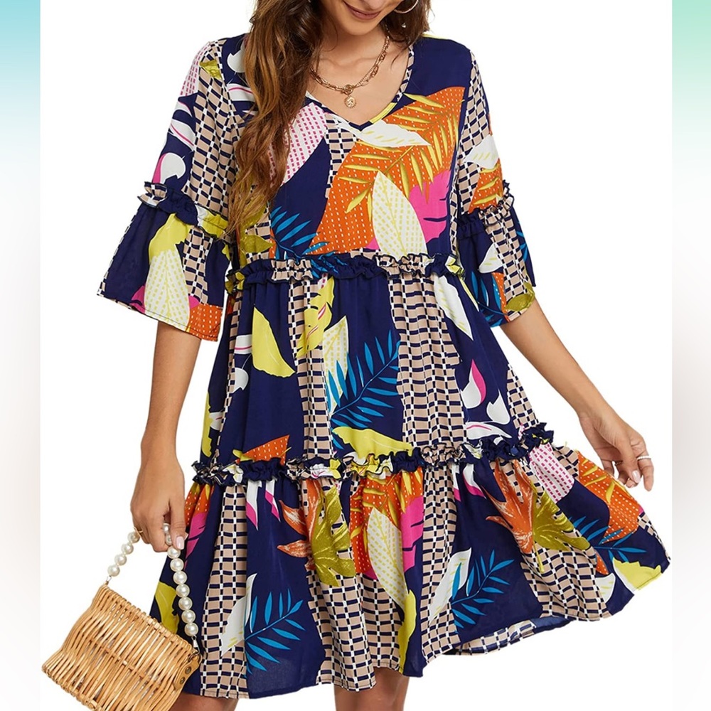 Colorful Patterned Women's Dress